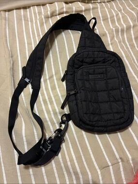 Reebok Black Quilted Sling Belt Bag